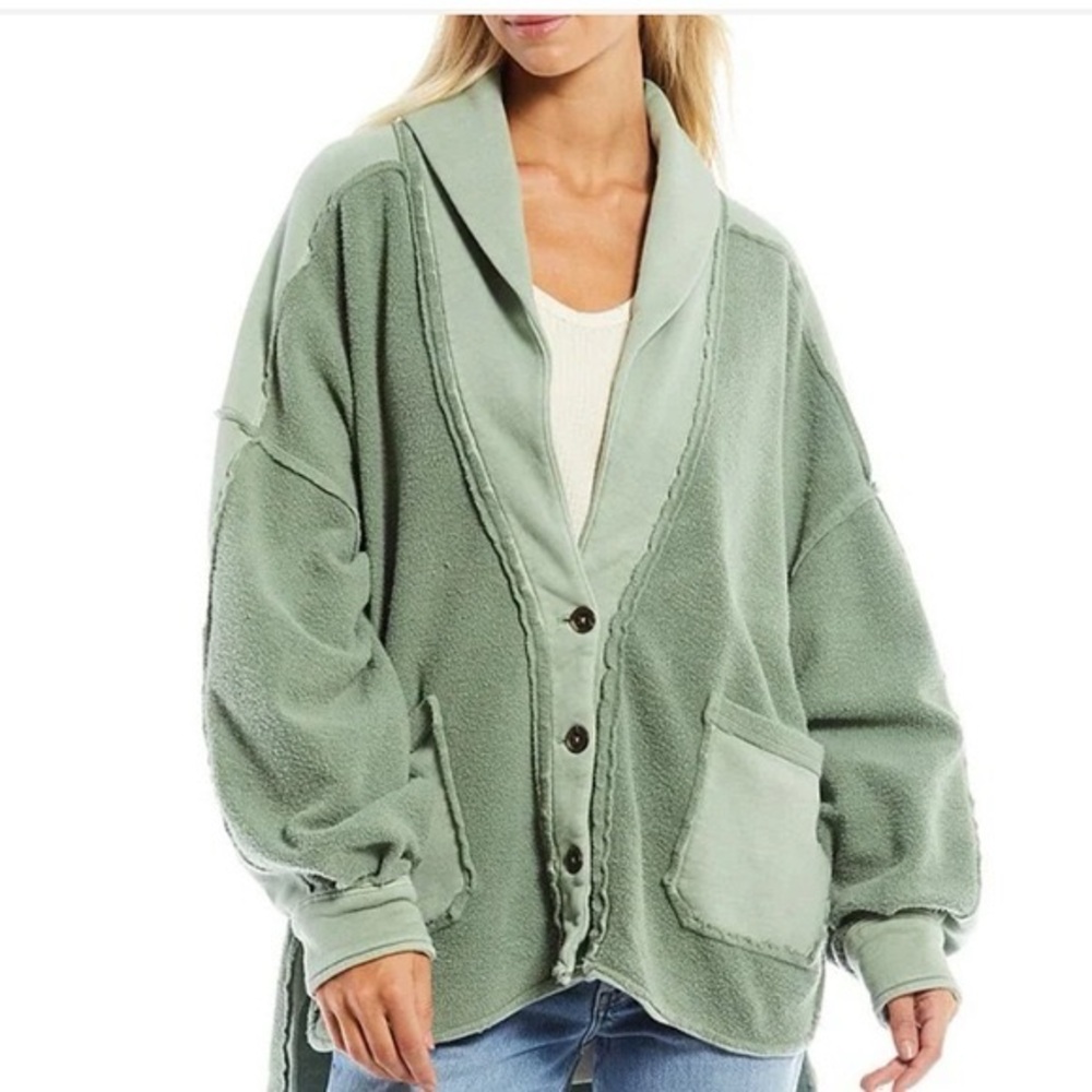 NWT Free People Medium We The Free Jordan Oversized Fleece Jacket Military Green